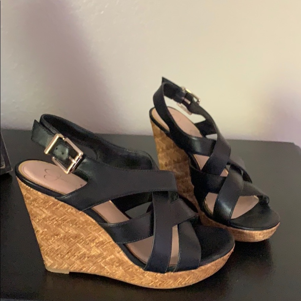 Jessica Simpson black wedge sandal